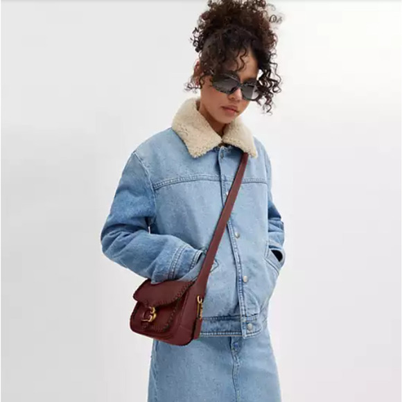 COPY - Coach Tabby Messenger 19 With Braid Crossbody In Brass/Wine Leather NWT … - Picture 5 of 11